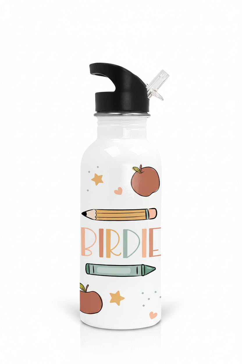 Back To School Apples Personalized Kids Water Bottle