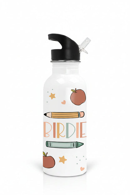 Back To School Apples Personalized Kids Water Bottle