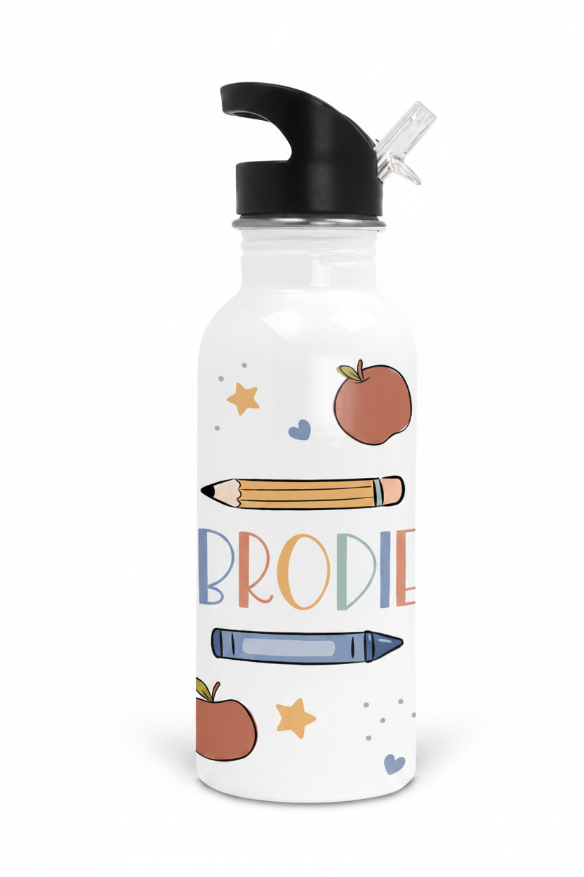 Back To School Apples Personalized Kids Water Bottle