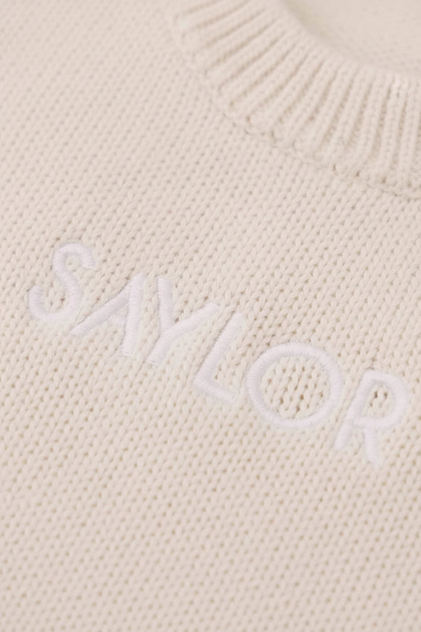 Embroidered Knit Sweater Bubble Romper | Ash