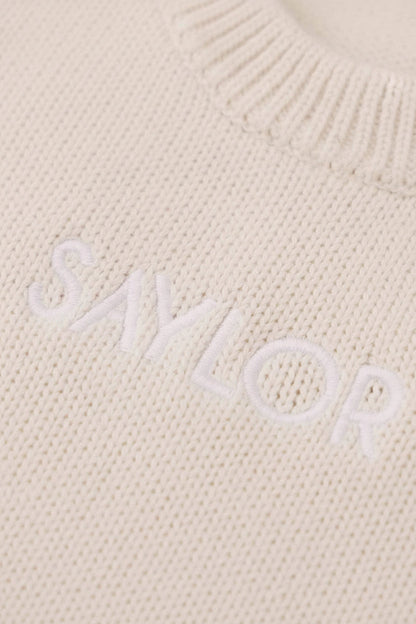 Embroidered Knit Sweater Bubble Romper | Ash