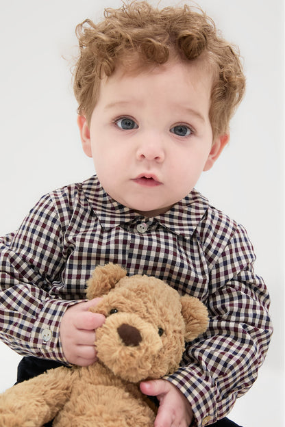 Burgundy Check Arlo Baby Boy Set