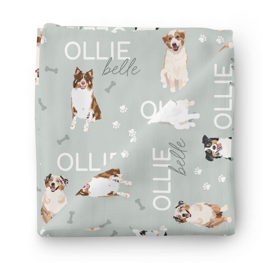 Personalized Baby Name Swaddle Blanket | Dog Breeds