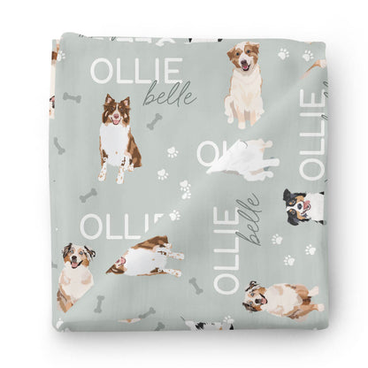 Personalized Baby Name Swaddle Blanket | Dog Breeds