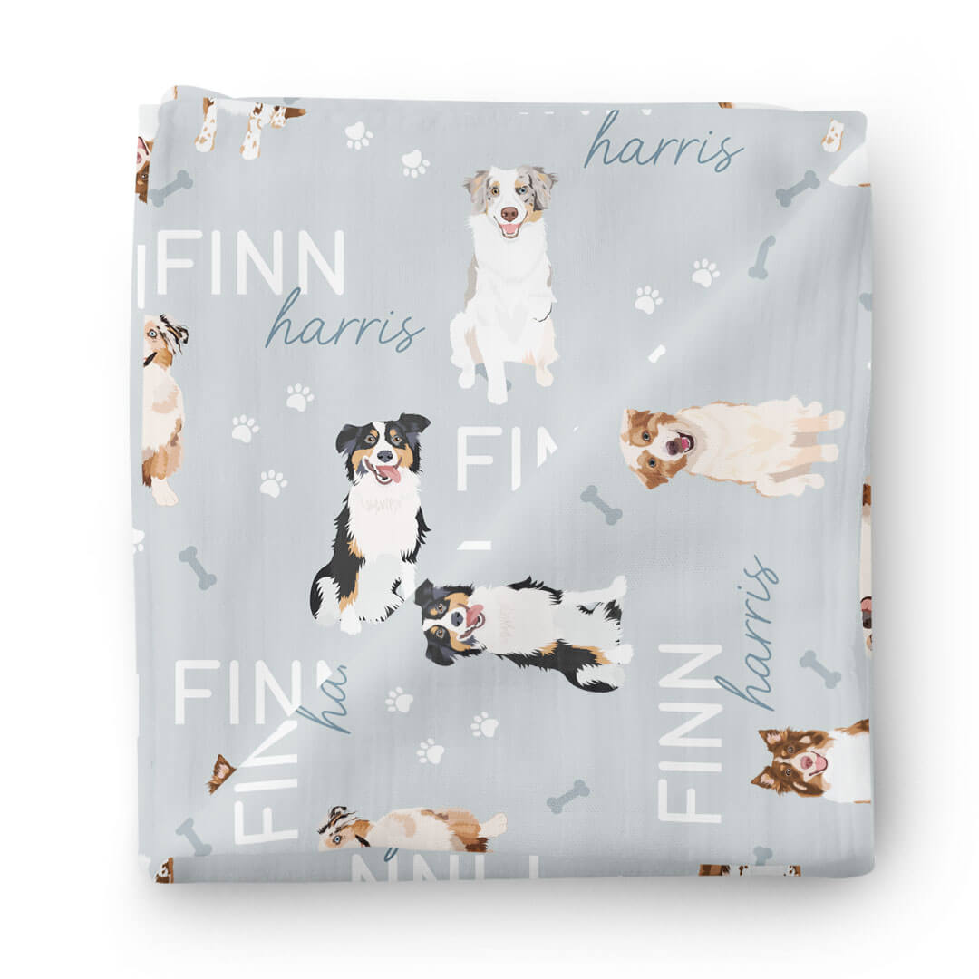 Personalized Baby Name Swaddle Blanket | Dog Breeds