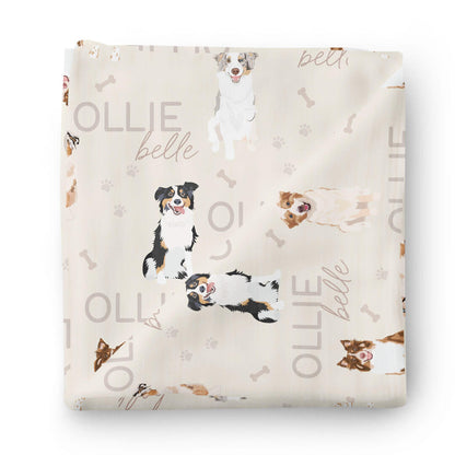 Personalized Baby Name Swaddle Blanket | Dog Breeds