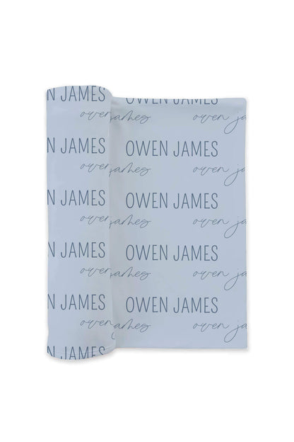 Personalized Baby Blue Baby Name Swaddle Blanket