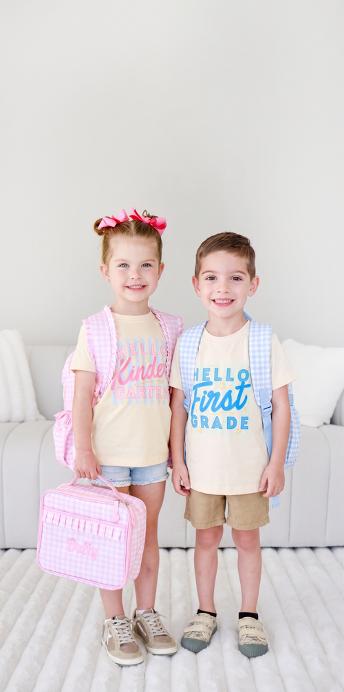 Hello New Grade Stripes Kids Graphic Tee | Natural