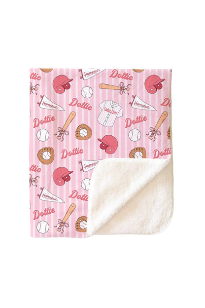 Ballpark Babes Personalized Kids Blanket
