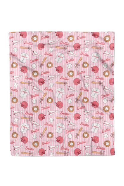 Ballpark Babes Personalized Kids Blanket