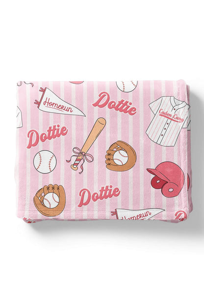 Ballpark Babes Personalized Kids Blanket