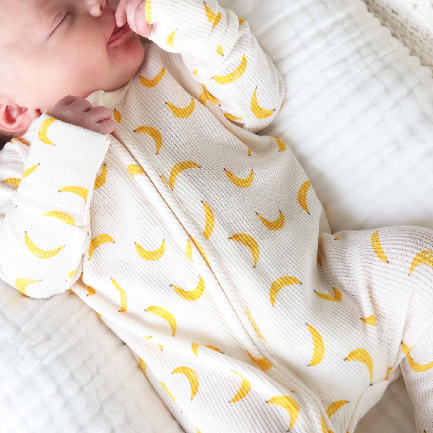 Go Bananas Bamboo Waffle Zipper Footie