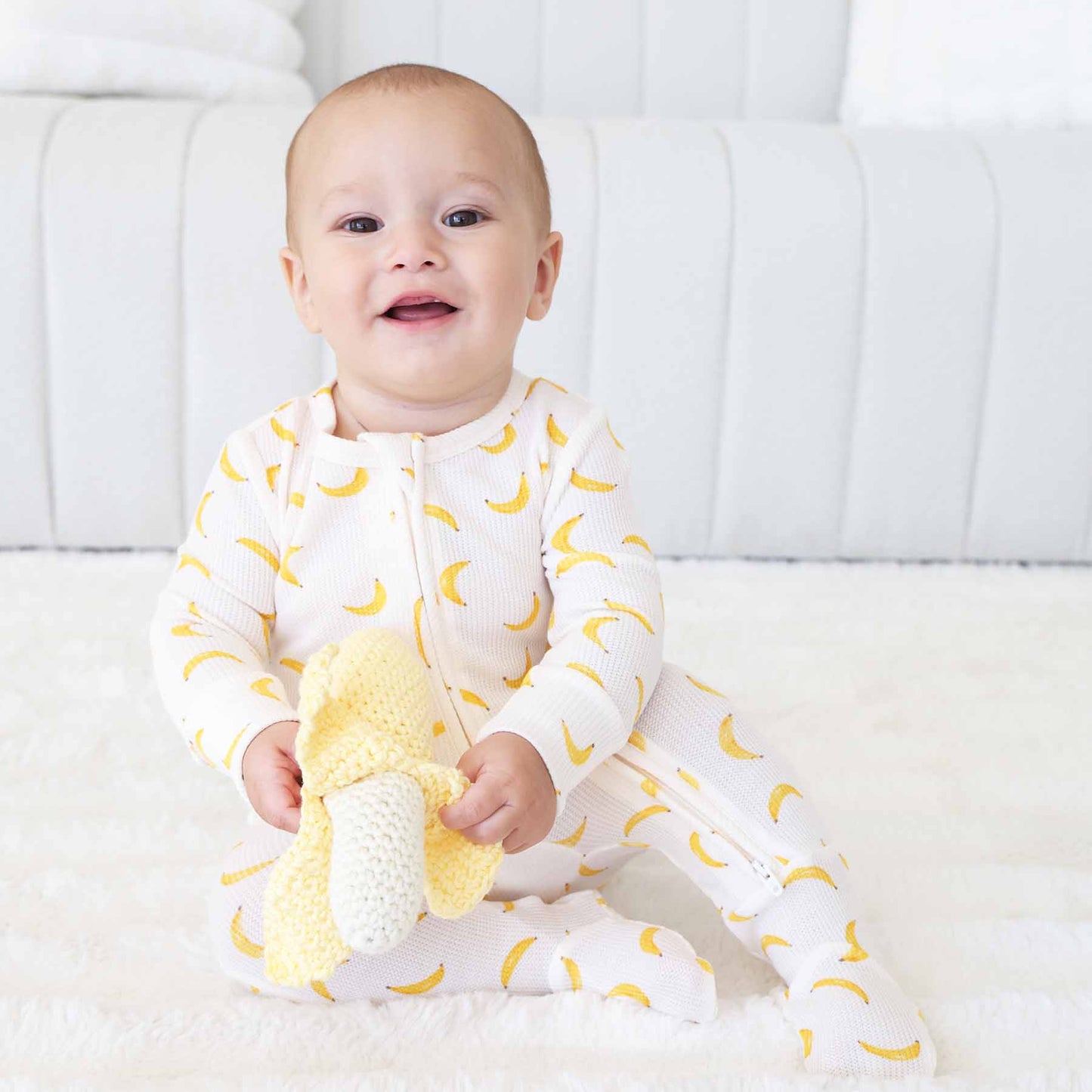 Go Bananas Bamboo Waffle Zipper Footie