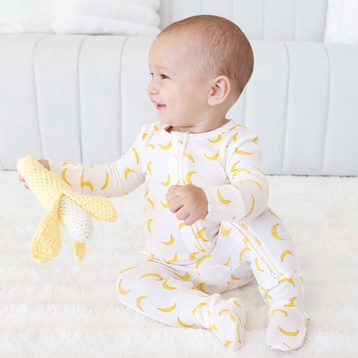 Go Bananas Bamboo Waffle Zipper Footie