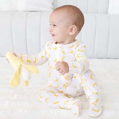 Go Bananas Bamboo Waffle Zipper Footie