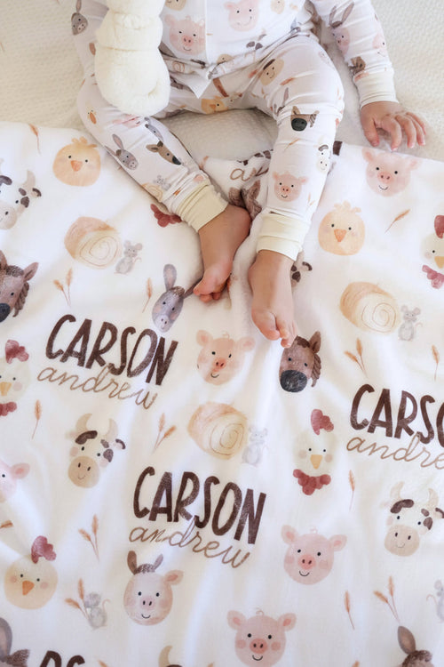 Barnyard Buddies Personalized Kids Blanket