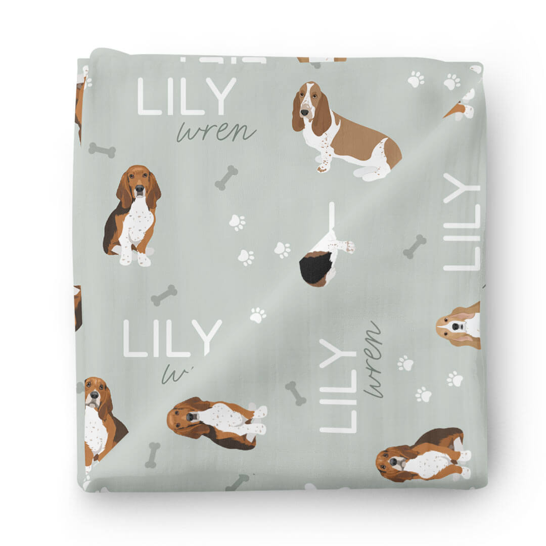 Personalized Baby Name Swaddle Blanket | Dog Breeds