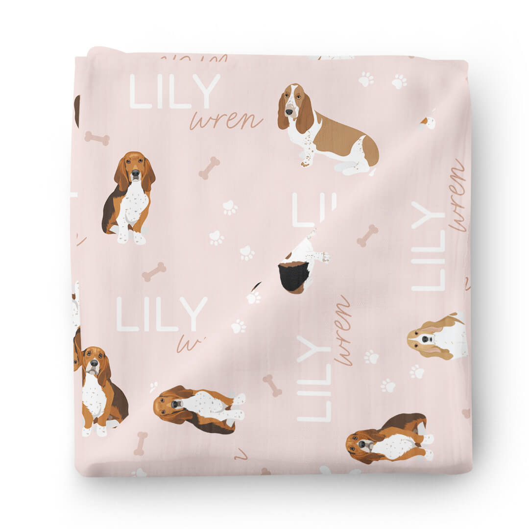 Personalized Baby Name Swaddle Blanket | Dog Breeds