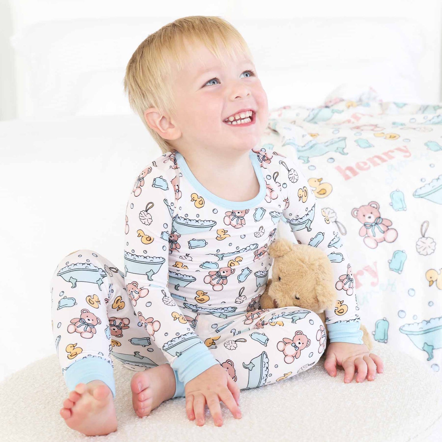 Bathtime Besties Two Piece Pajama Set | Blue