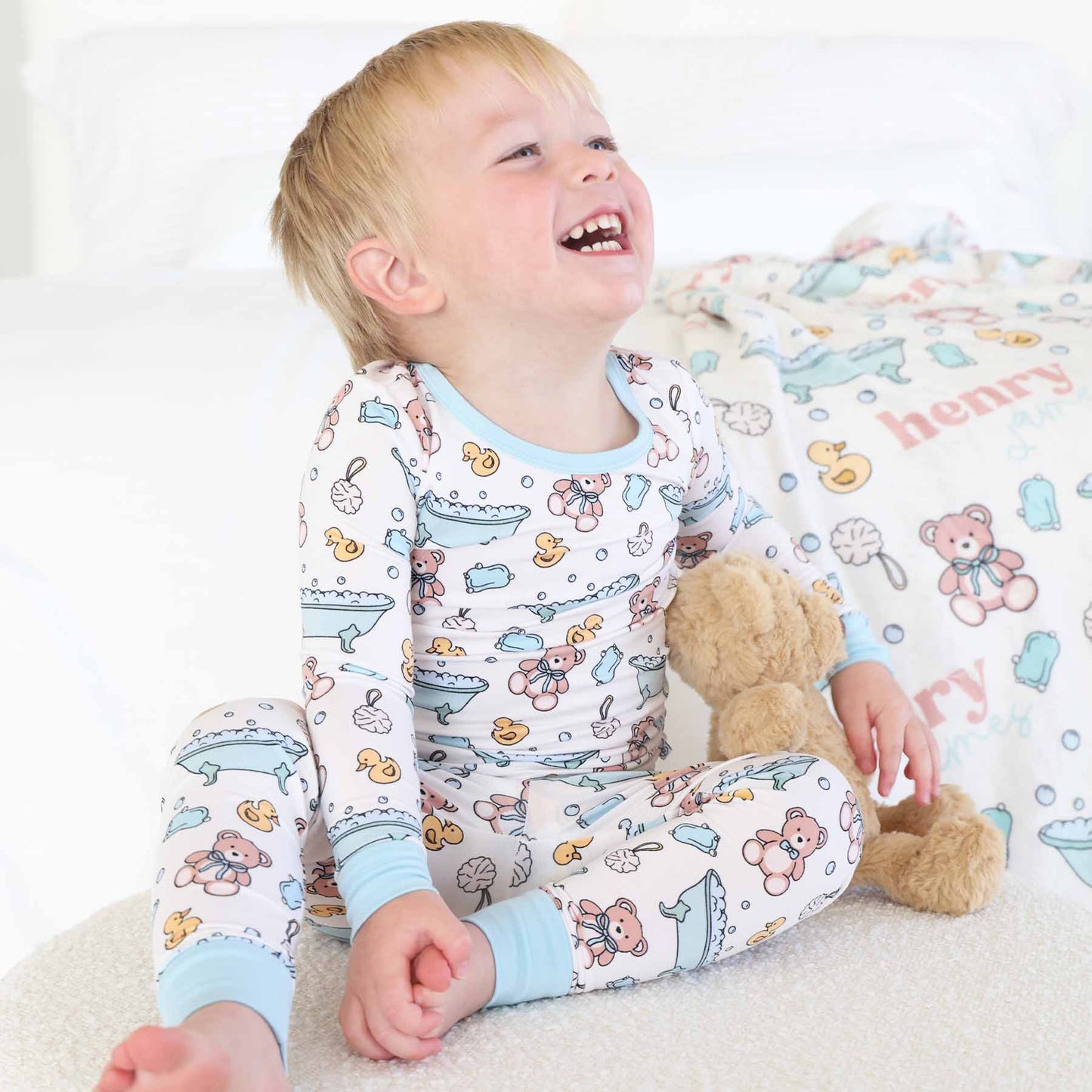 Bathtime Besties Two Piece Pajama Set | Blue