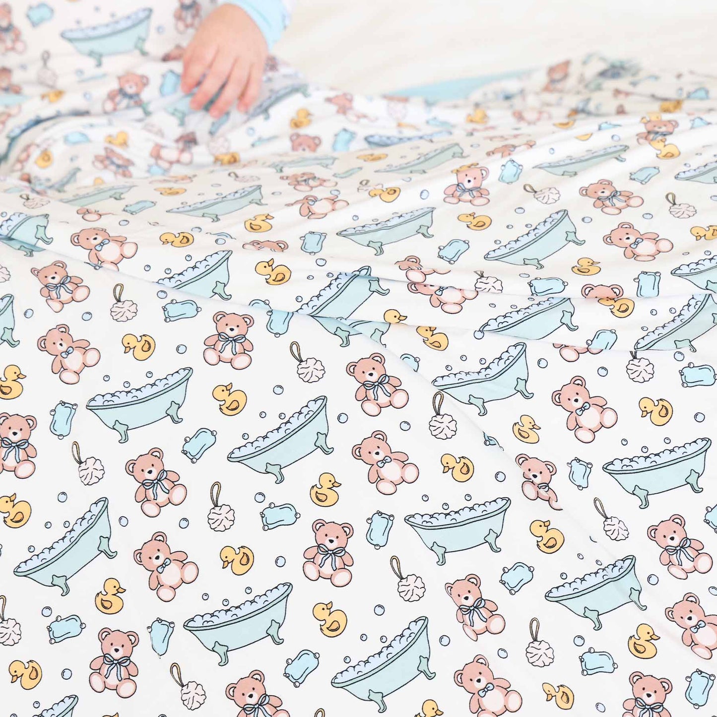 Bathtime Besties Double Sided Bamboo Blanket | Blue