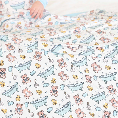 Bathtime Besties Double Sided Bamboo Blanket | Blue
