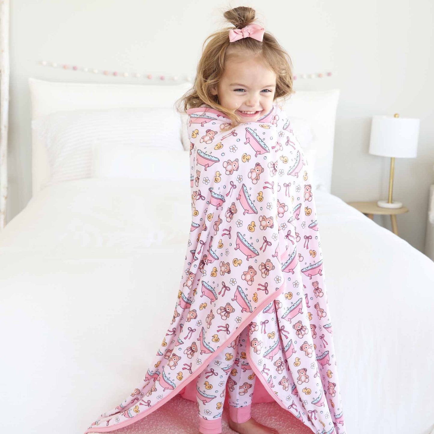 Bathtime Besties Double Sided Bamboo Blanket | Pink
