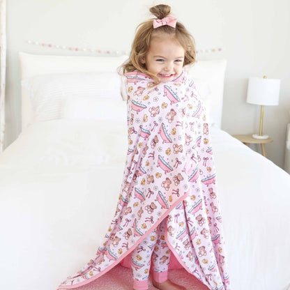 Bathtime Besties Double Sided Bamboo Blanket | Pink