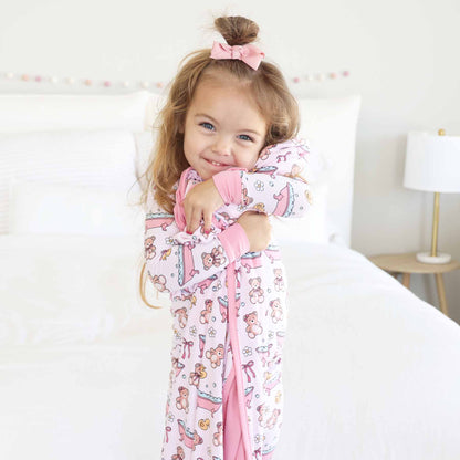 Bathtime Besties Double Sided Bamboo Blanket | Pink