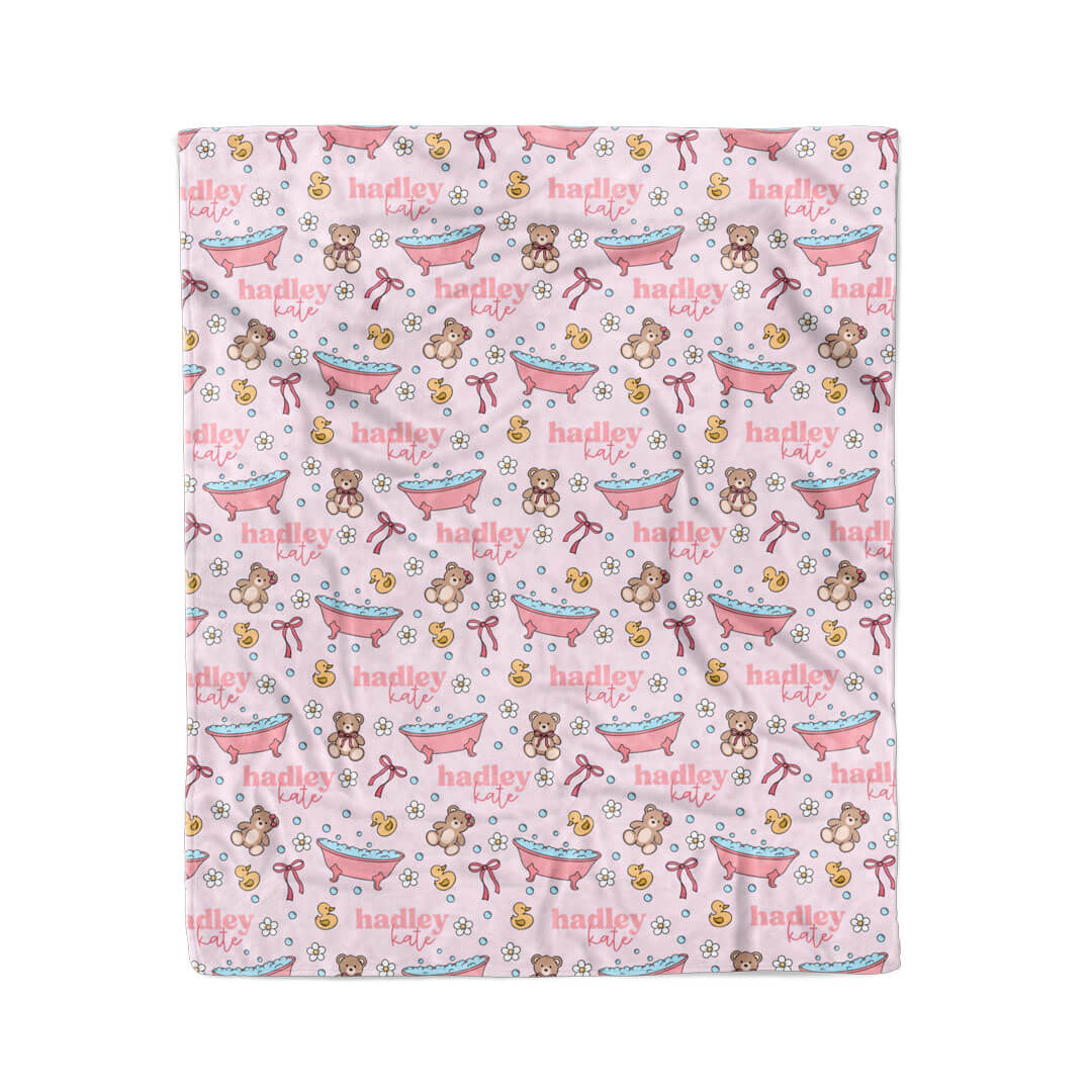 Bathtime Besties Personalized Kids Blanket | Pink
