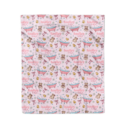 Bathtime Besties Personalized Kids Blanket | Pink