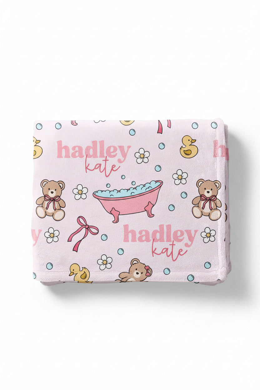 Bathtime Besties Personalized Kids Blanket | Pink