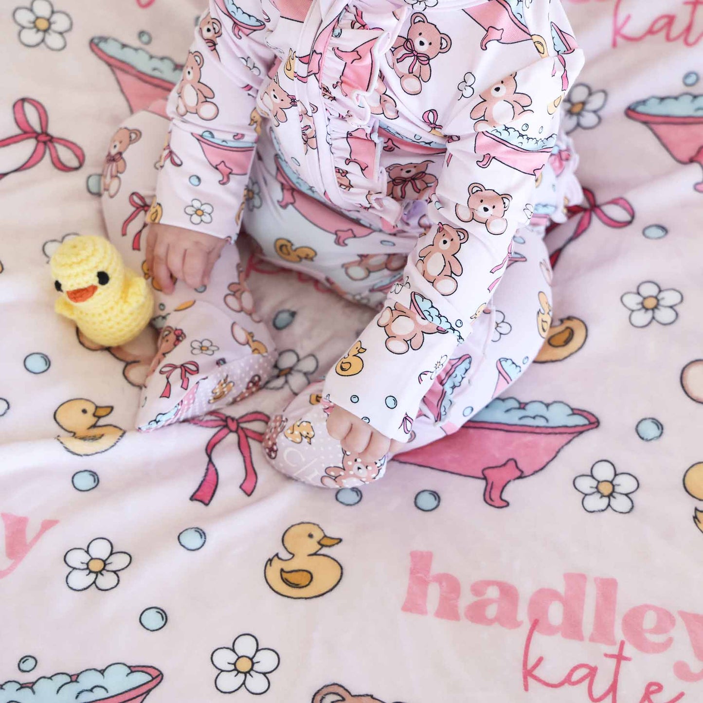Bathtime Besties Personalized Kids Blanket | Pink