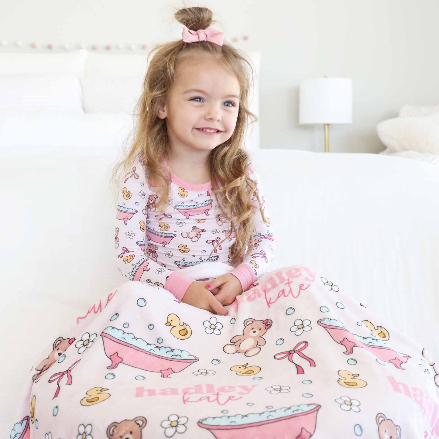 Bathtime Besties Personalized Kids Blanket | Pink