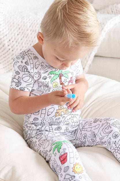 Colorable Two Piece Pajama Set | Beach Bash