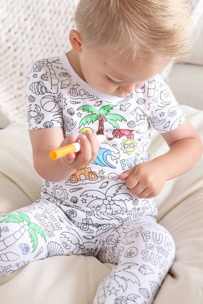 Colorable Two Piece Pajama Set | Beach Bash