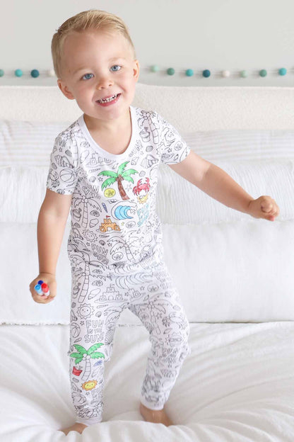 Colorable Two Piece Pajama Set | Beach Bash