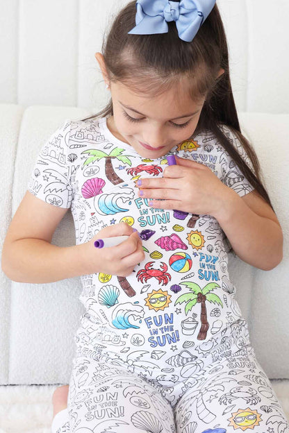 Colorable Two Piece Pajama Set | Beach Bash
