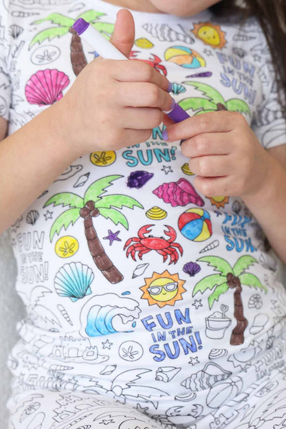 Colorable Two Piece Pajama Set | Beach Bash