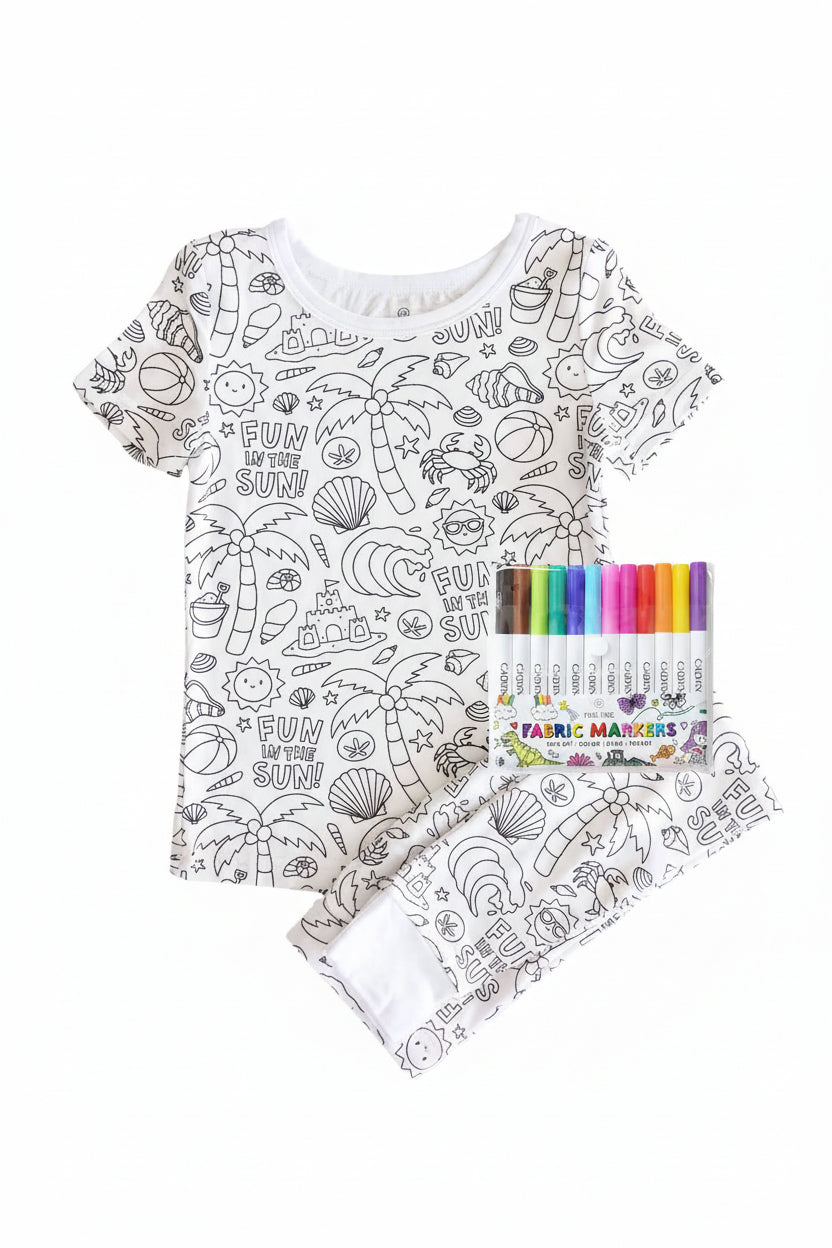 Colorable Two Piece Pajama Set | Beach Bash