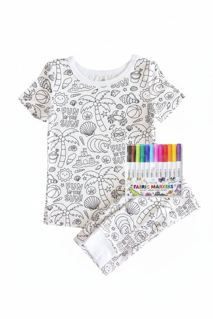 Colorable Two Piece Pajama Set | Beach Bash