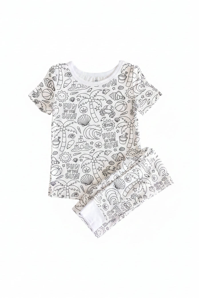 Colorable Two Piece Pajama Set | Beach Bash