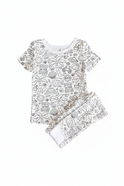 Colorable Two Piece Pajama Set | Beach Bash