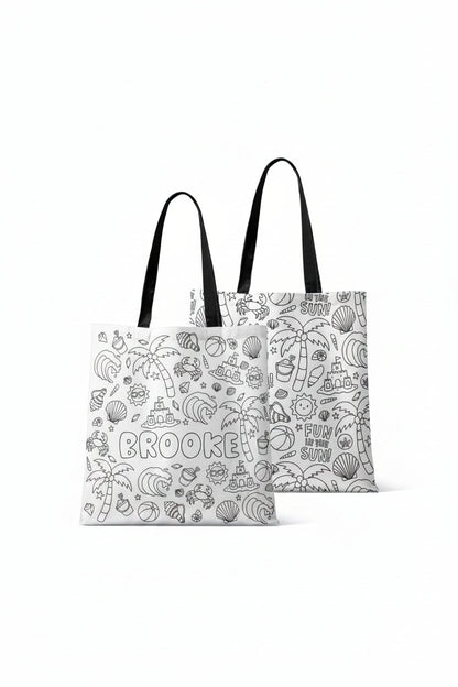 Colorable Personalized Tote Bags | Beach Bash
