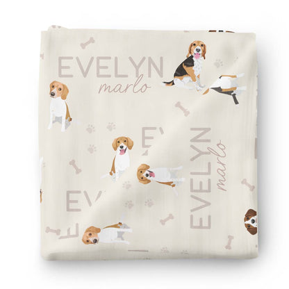 Personalized Baby Name Swaddle Blanket | Dog Breeds