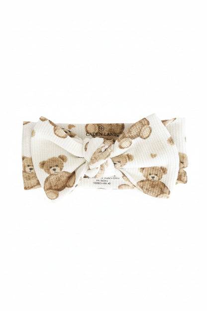 Beary Sweet Bamboo Waffle Knit Large Bow Headwrap