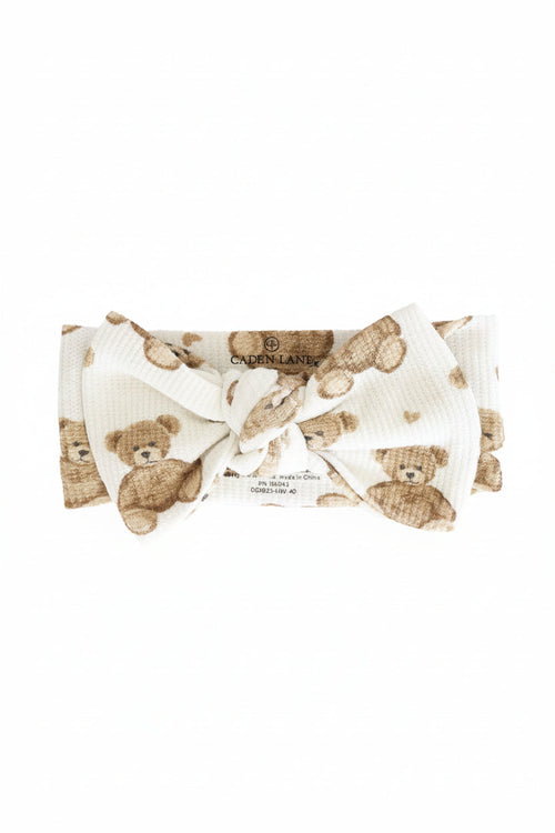 Beary Sweet Bamboo Waffle Knit Large Bow Headwrap