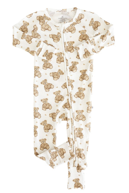 Beary Sweet Bamboo Waffle Convertible Zip Romper