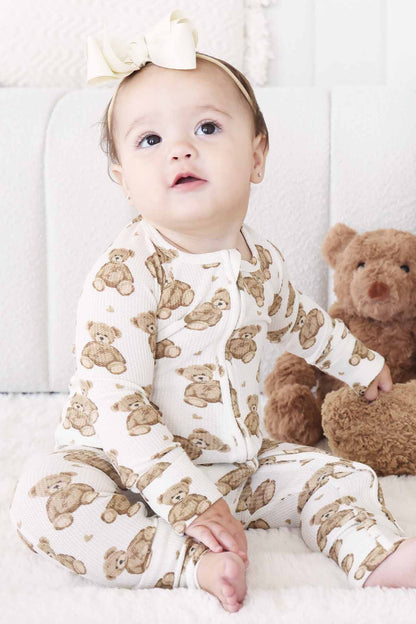 Beary Sweet Bamboo Waffle Convertible Zip Romper