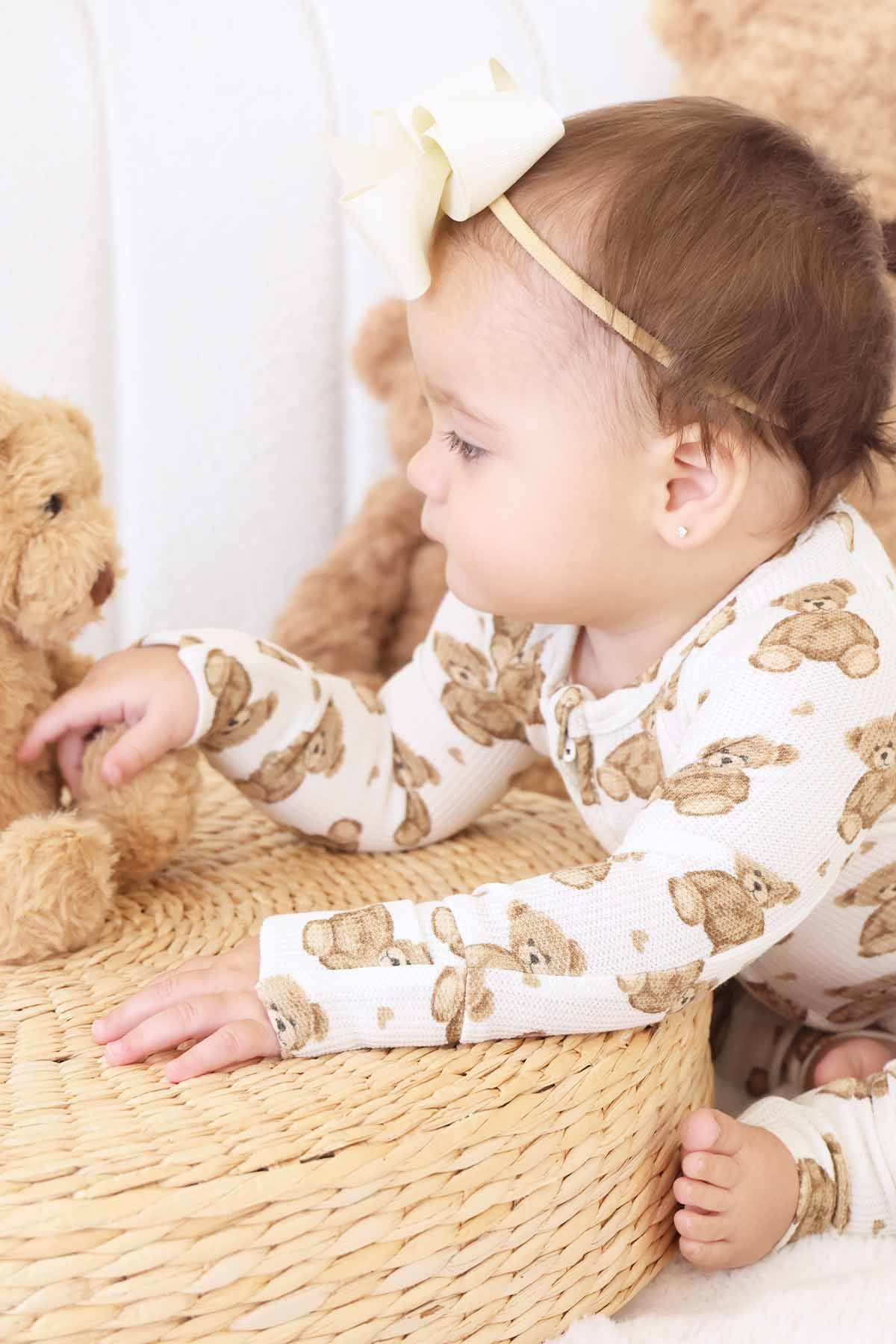 Beary Sweet Bamboo Waffle Convertible Zip Romper